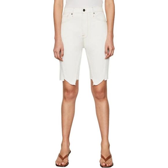 Frame  High Waist Jagged Hem Denim Bermuda Shorts - Picture 3 of 11